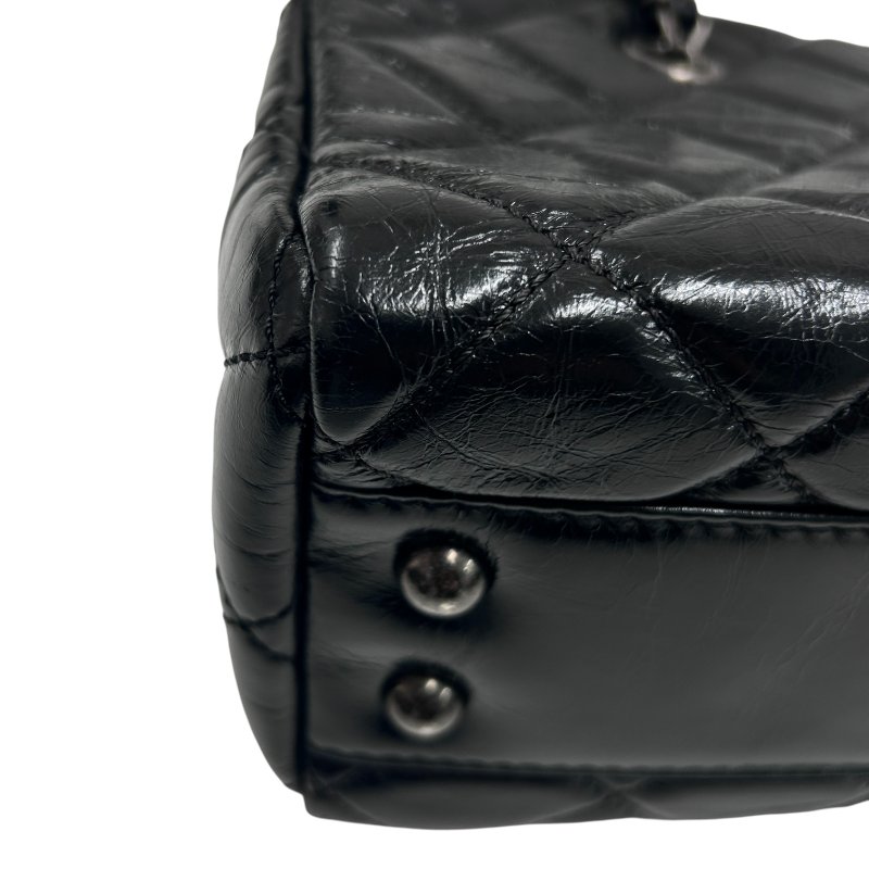 CHANEL 香奈兒 MATELASSÉ 鏈條托特包 小牛皮 黑色 銀扣-8