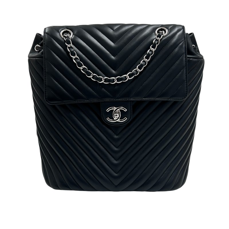 CHANEL 香奈兒 BLACK URBAN SPIRIT BACKPACK 後背包 羊皮 黑色 銀扣-0
