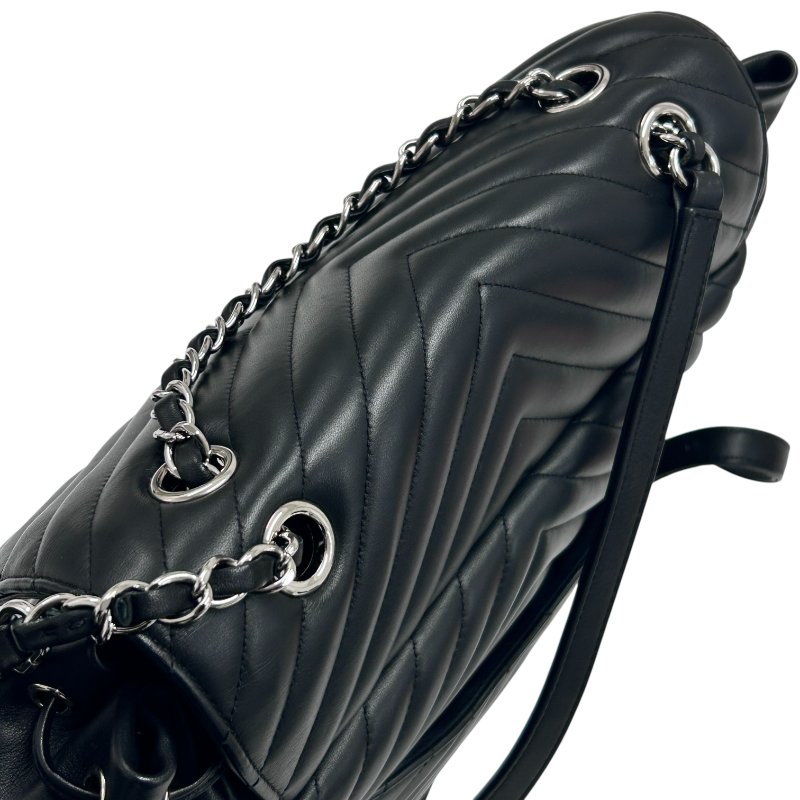 CHANEL 香奈兒 BLACK URBAN SPIRIT BACKPACK 後背包 羊皮 黑色 銀扣-10