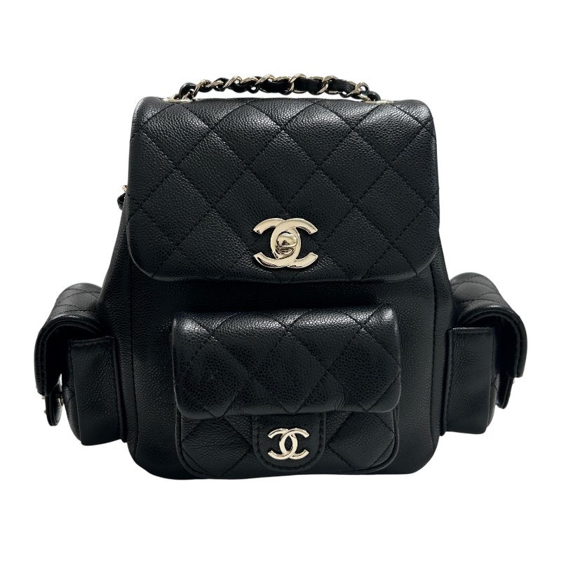 CHANEL 香奈兒 URBAN SPIRIT BACKPACK 菱格荔枝皮翻蓋後背包 手提肩背 牛皮 黑色 金扣-0