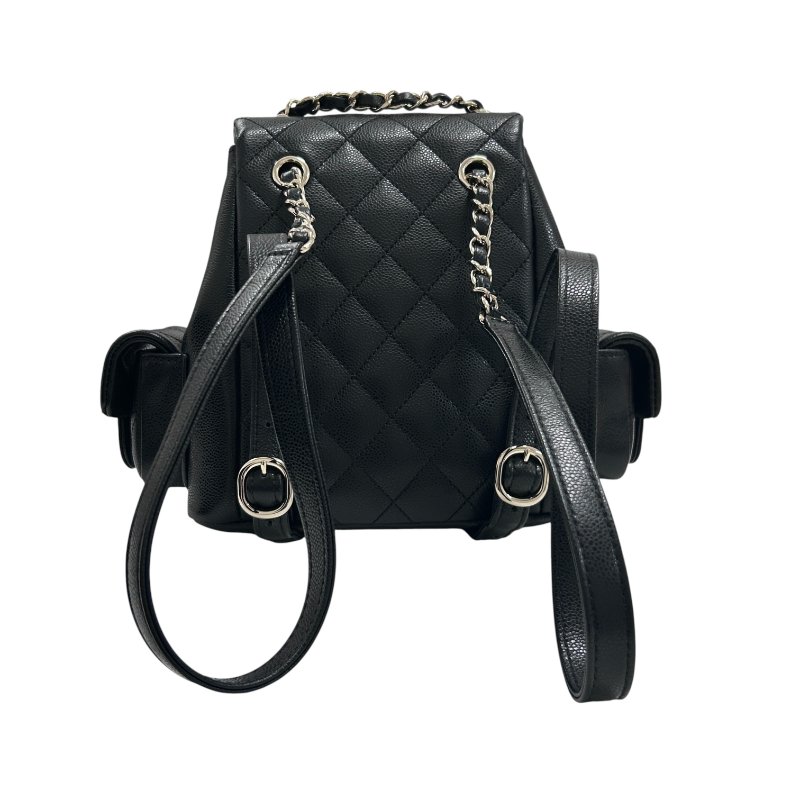 CHANEL 香奈兒 URBAN SPIRIT BACKPACK 菱格荔枝皮翻蓋後背包 手提肩背 牛皮 黑色 金扣-1