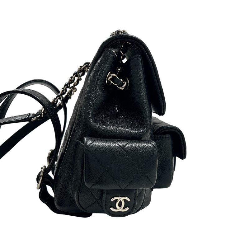 CHANEL 香奈兒 URBAN SPIRIT BACKPACK 菱格荔枝皮翻蓋後背包 手提肩背 牛皮 黑色 金扣-2