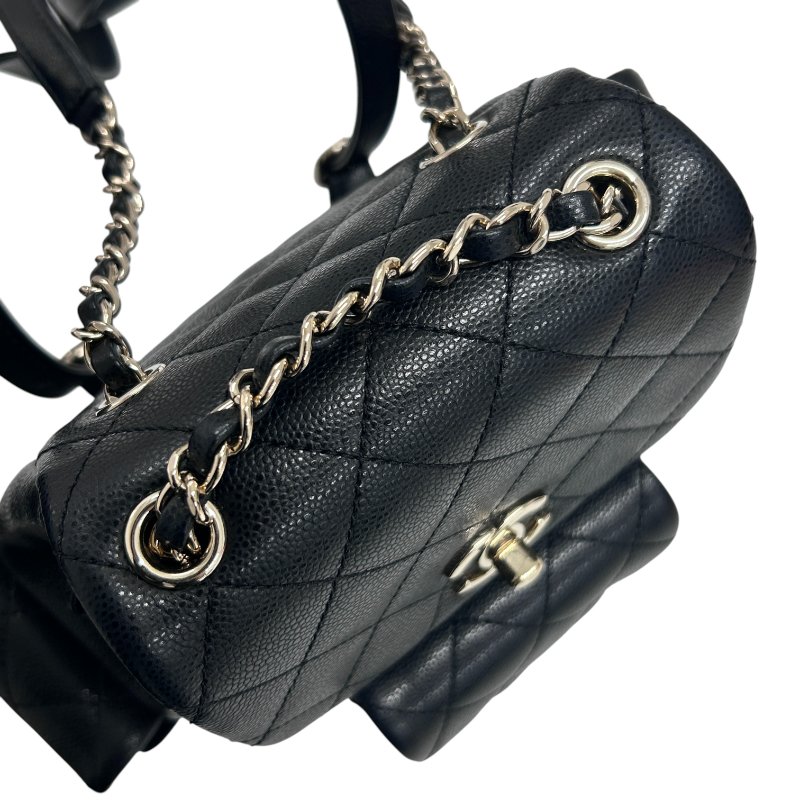 CHANEL 香奈兒 URBAN SPIRIT BACKPACK 菱格荔枝皮翻蓋後背包 手提肩背 牛皮 黑色 金扣-4