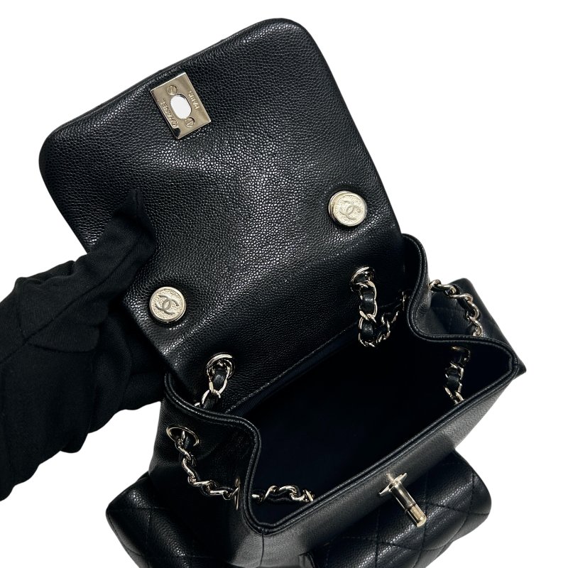 CHANEL 香奈兒 URBAN SPIRIT BACKPACK 菱格荔枝皮翻蓋後背包 手提肩背 牛皮 黑色 金扣-13