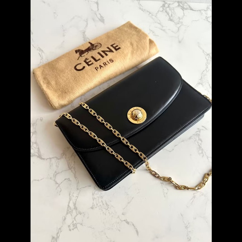 【LA LUNE】稀有古董包 Celine黑色大星球凱旋門包 側背包 斜背包 中古二手包-3