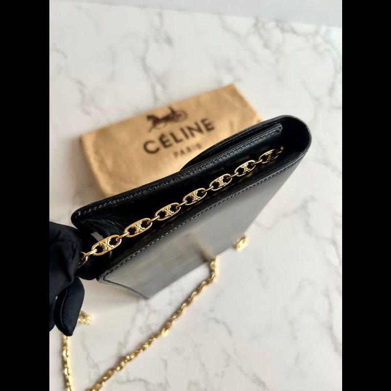 【LA LUNE】稀有古董包 Celine黑色大星球凱旋門包 側背包 斜背包 中古二手包-7