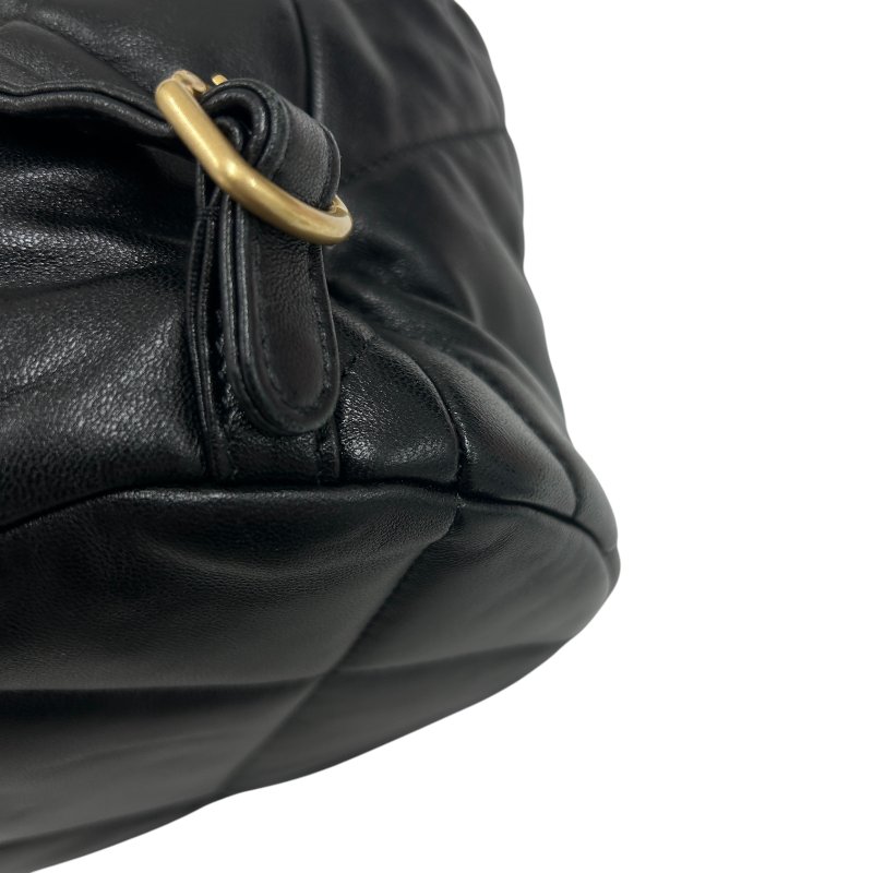 CHANEL 香奈兒 菱格紋翻蓋束口後背包 粗鏈條設計 牛皮 黑色 金扣-5