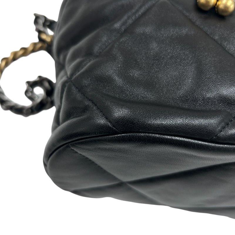 CHANEL 香奈兒 菱格紋翻蓋束口後背包 粗鏈條設計 牛皮 黑色 金扣-8