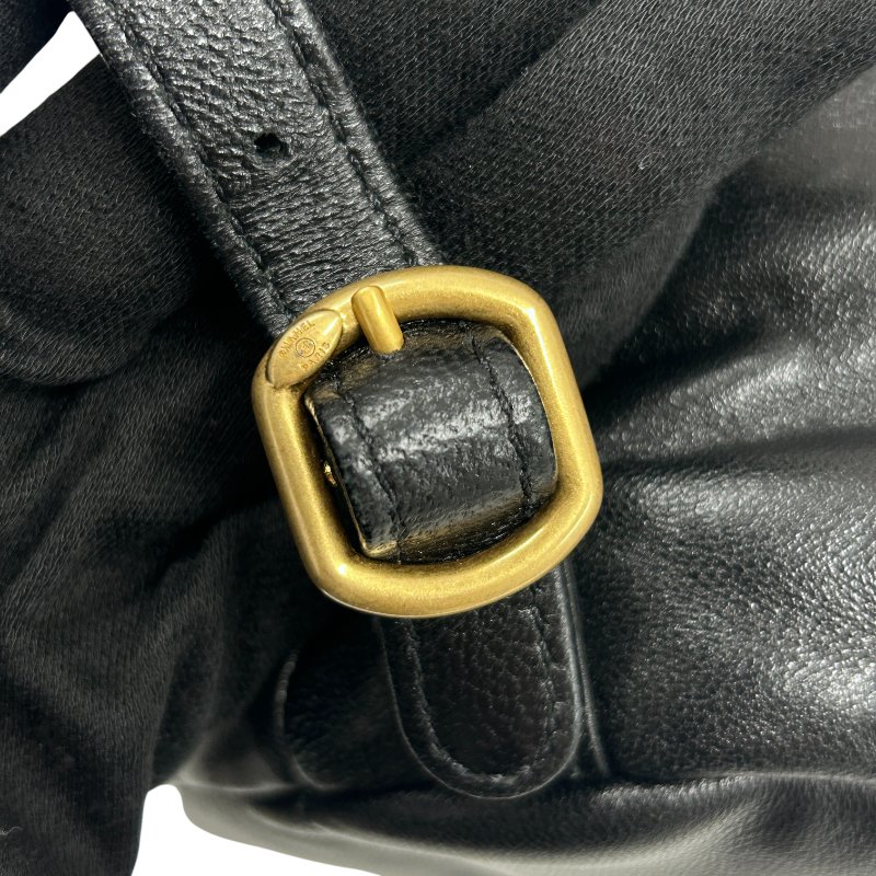 CHANEL 香奈兒 菱格紋翻蓋束口後背包 粗鏈條設計 牛皮 黑色 金扣-9