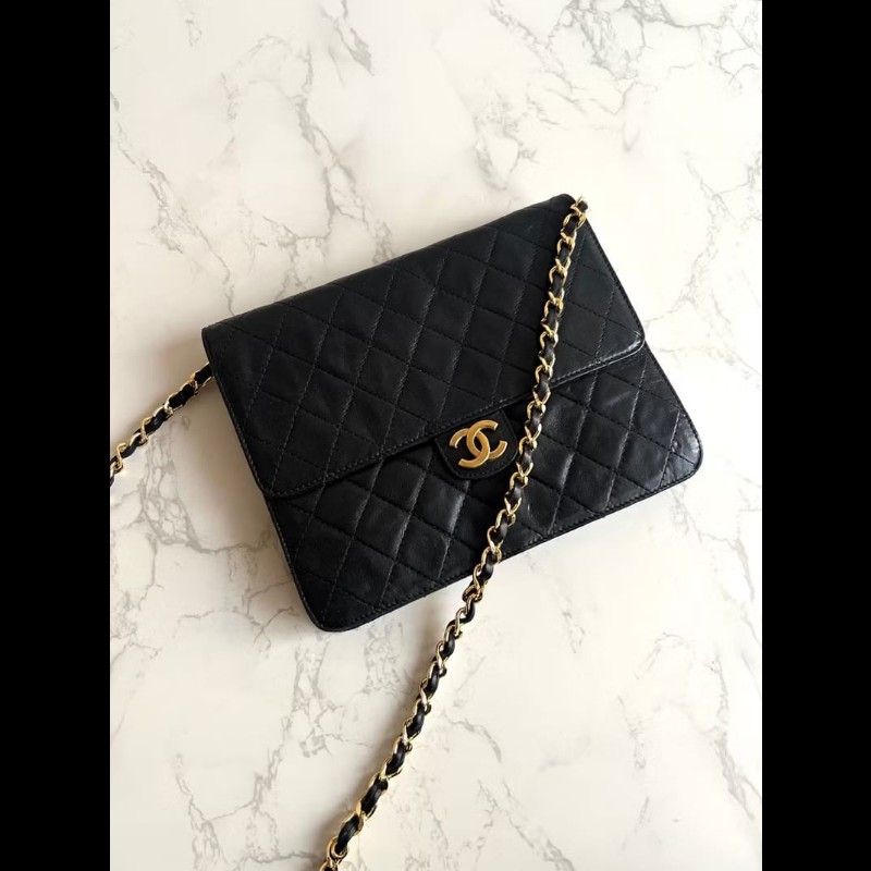 絕版古董包 Chanel 黑金22翻蓋包 側背包 單肩包 中古包 二手包-0