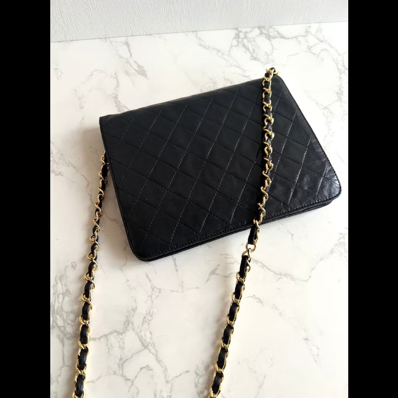 絕版古董包 Chanel 黑金22翻蓋包 側背包 單肩包 中古包 二手包-4
