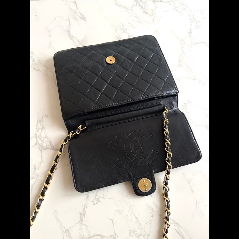 絕版古董包 Chanel 黑金22翻蓋包 側背包 單肩包 中古包 二手包-6