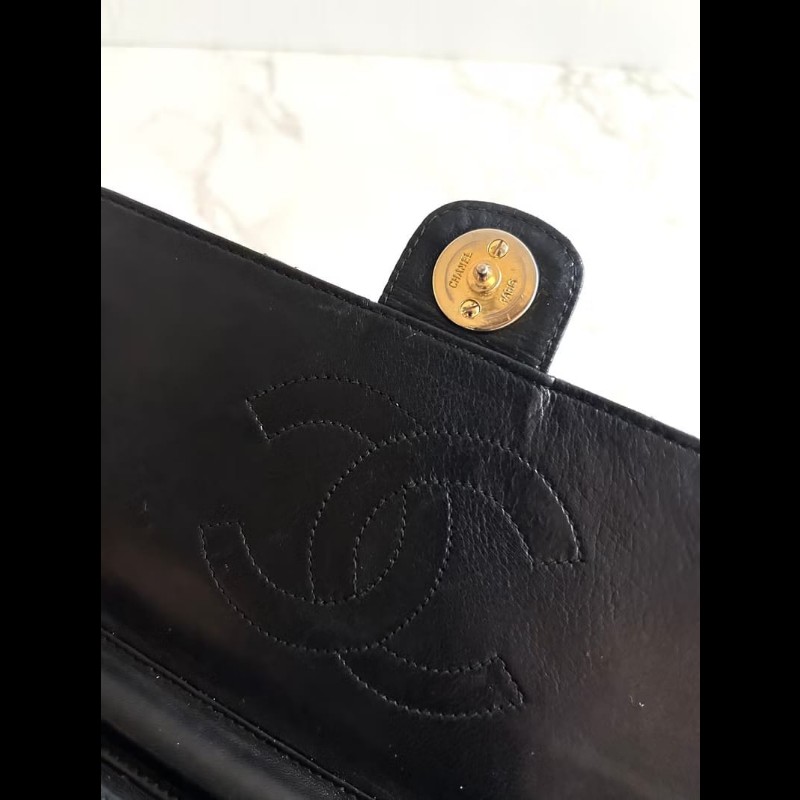 絕版古董包 Chanel 黑金22翻蓋包 側背包 單肩包 中古包 二手包-7