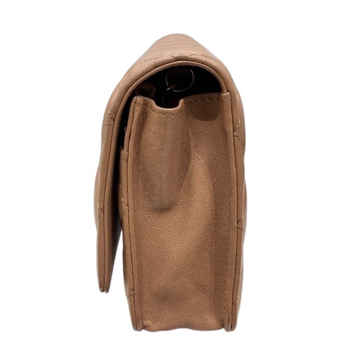 CHANEL 香奈兒 WOC 皮革 緞帶鍊條 側背包 泰奶色-4