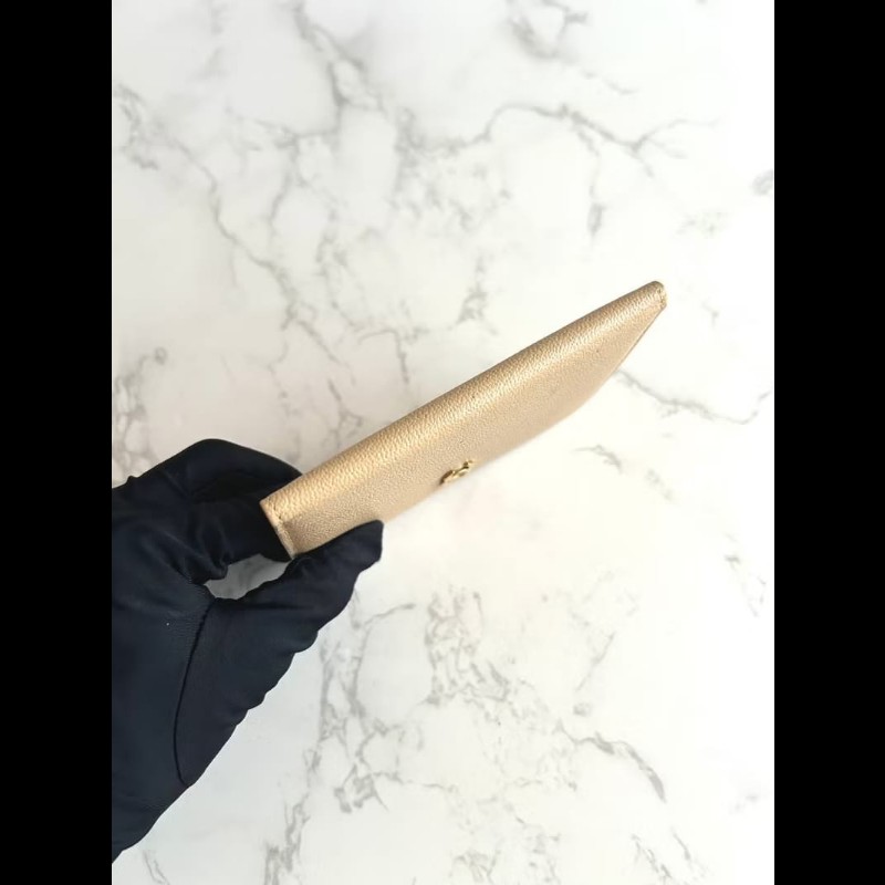 【LA LUNE】Chanel 米杏色牛皮名片包 卡片包 短夾 錢包 中古包 二手包 卡包-3