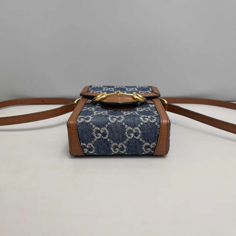 Gucci古馳馬銜扣1955丹寧焦糖色手機-3