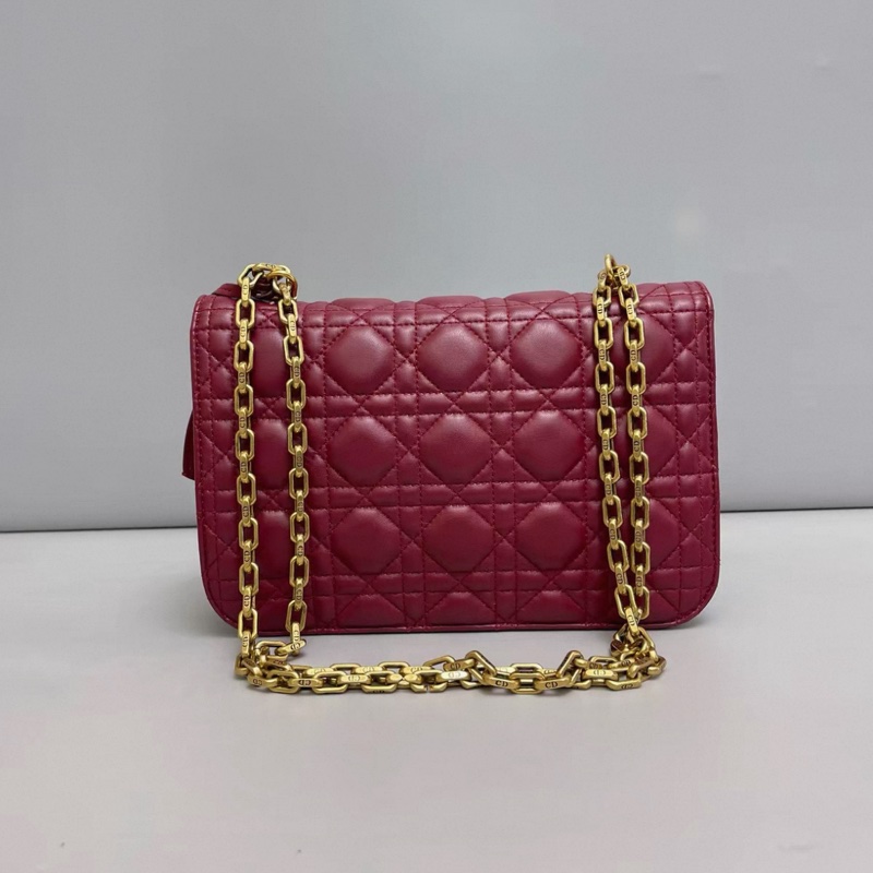 Dior迪奧addict系列酒紅色全皮菱格單肩斜挎包-1