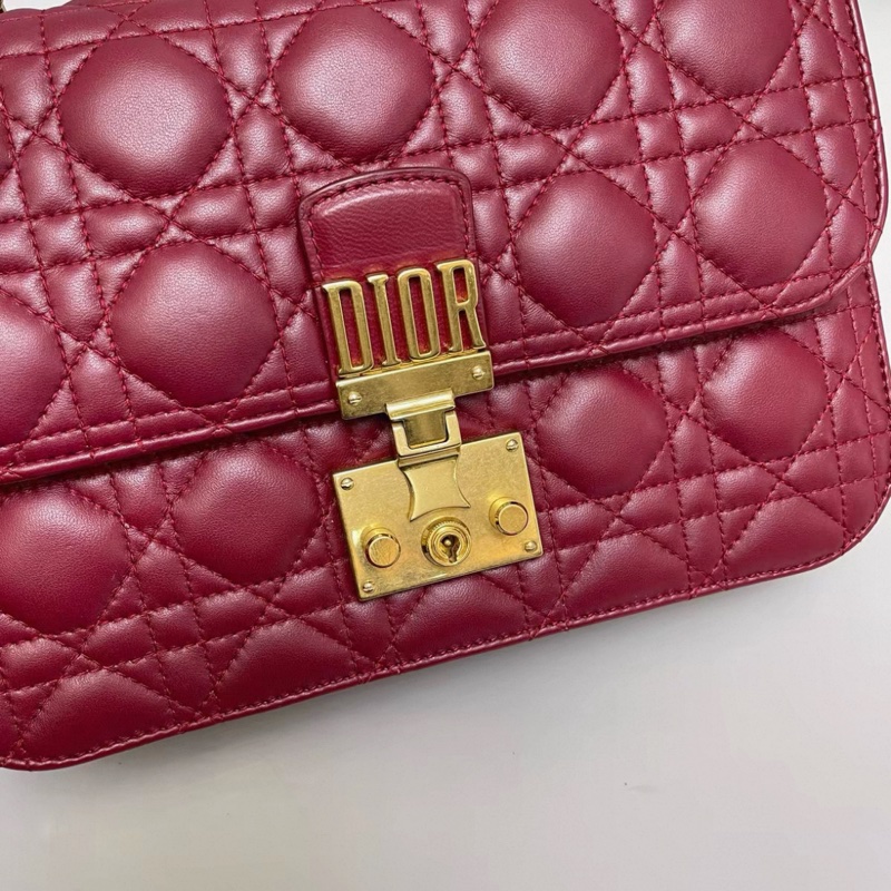 Dior迪奧addict系列酒紅色全皮菱格單肩斜挎包-2