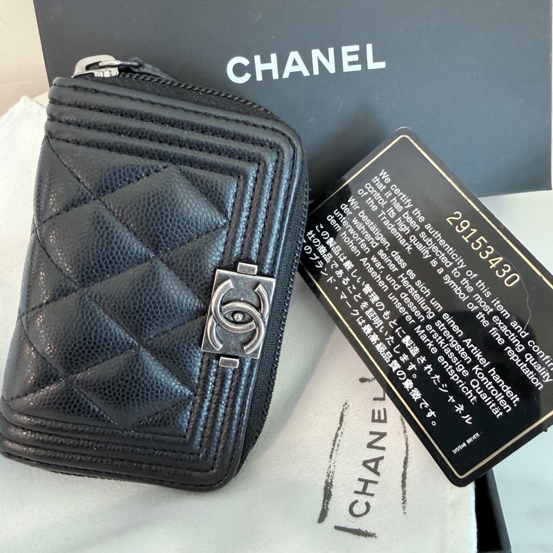 Chanel✨Boy 荔枝紋卡包零錢包-0