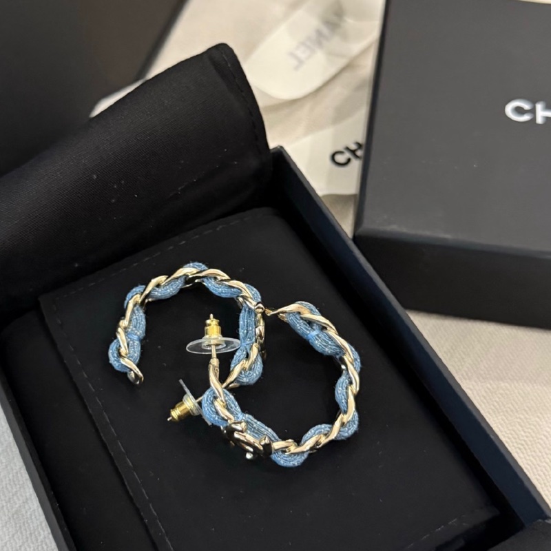 Chanel香奈兒牛仔皮穿耳環-1