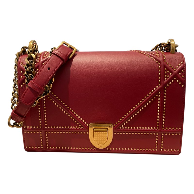 DIOR DIORAMA FLAP BAG 鍊條斜背包 紅色-0