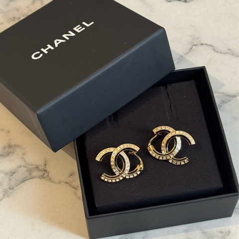 Chanel雙C方鑽耳環 ❤️‍🔥