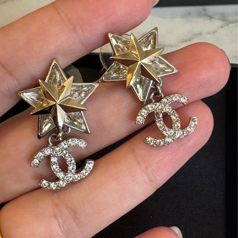 Chanel ABA970金星星銀鑽雙C耳環  超美❤️‍🔥-1