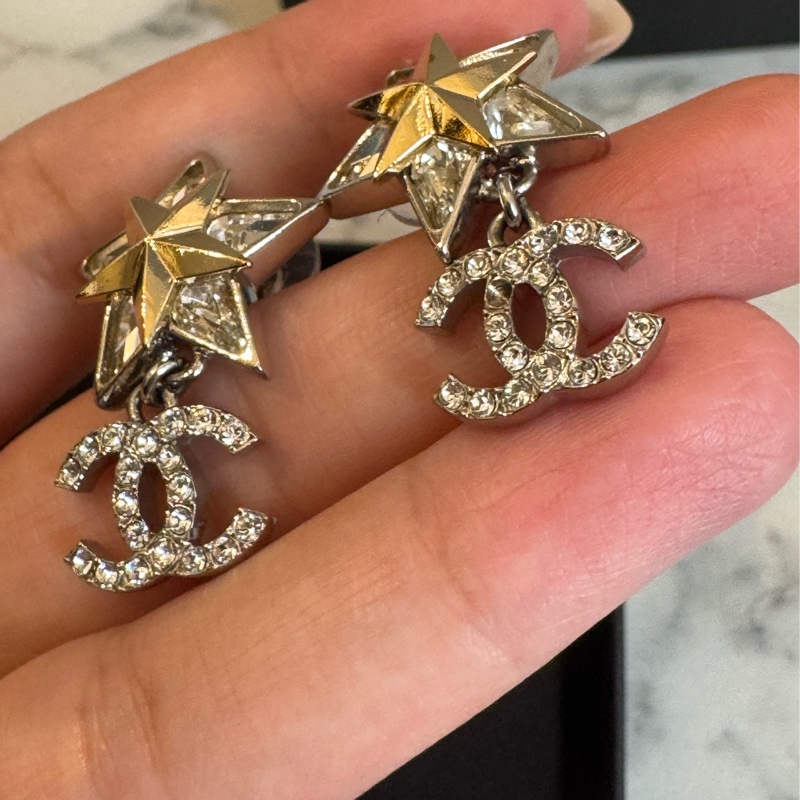 Chanel ABA970金星星銀鑽雙C耳環  超美❤️‍🔥-3