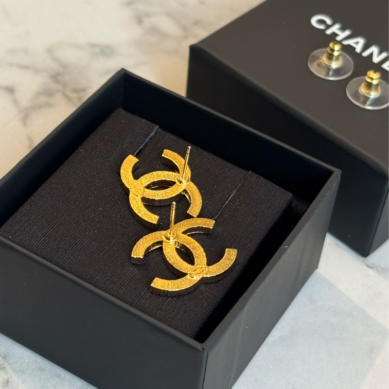 Chanel ABC254黑/熔岩金雙C耳環-7