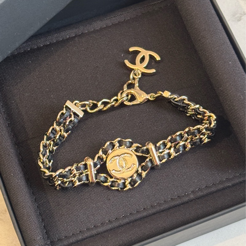 Chanel淡金雙C皮穿練手鏈❤️‍🔥❤️‍🔥-1
