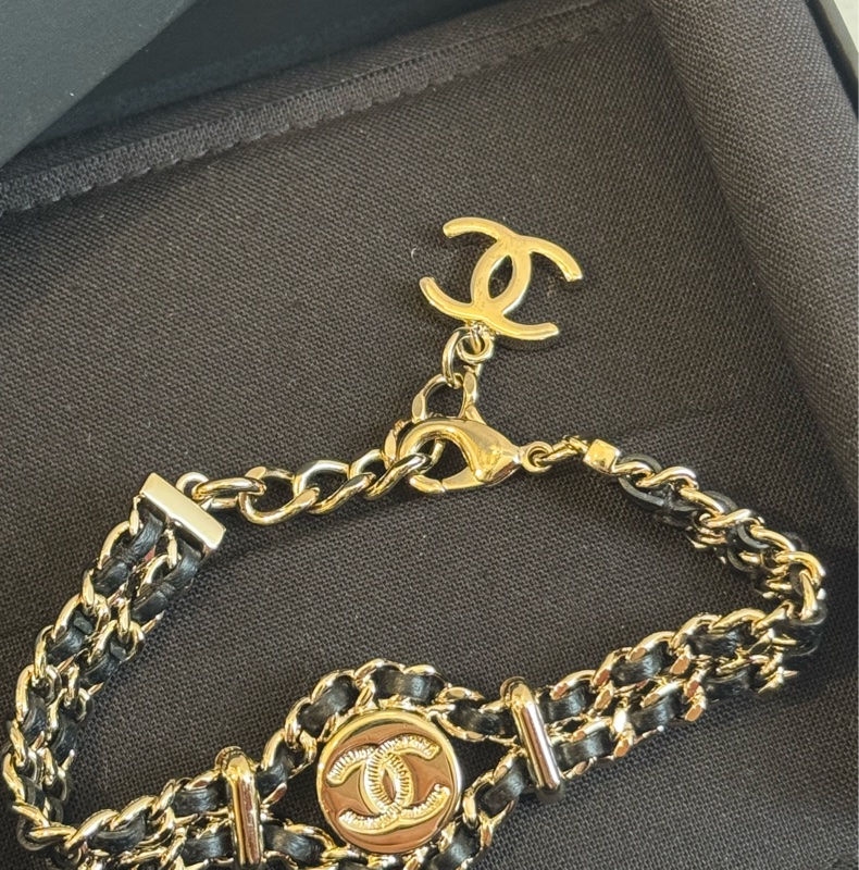 Chanel淡金雙C皮穿練手鏈❤️‍🔥❤️‍🔥-2