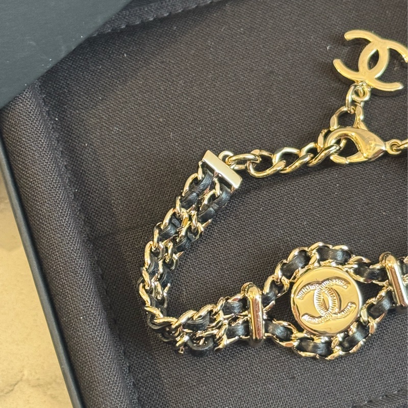 Chanel淡金雙C皮穿練手鏈❤️‍🔥❤️‍🔥-3