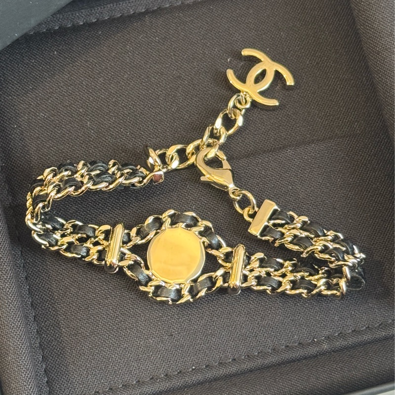 Chanel淡金雙C皮穿練手鏈❤️‍🔥❤️‍🔥-5