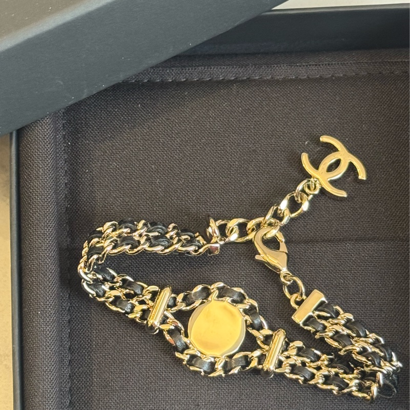 Chanel淡金雙C皮穿練手鏈❤️‍🔥❤️‍🔥-7