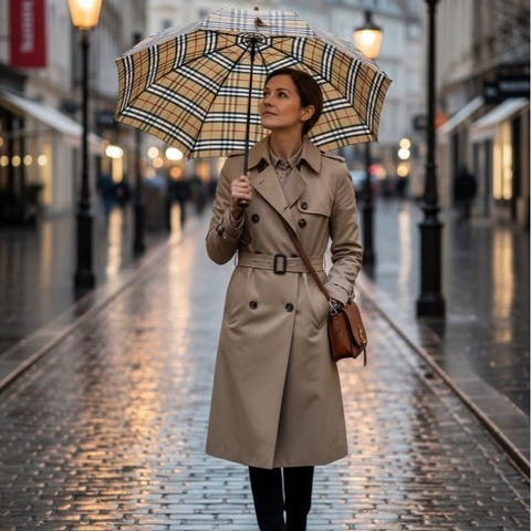 BURBERRY 經典格紋雨晴兩用傘 （比一般的折疊傘大）