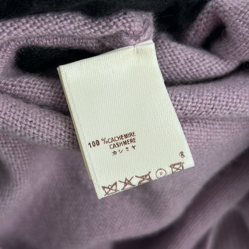 LOUIS VUITTON 路易威登 V領短袖針織上衣 金色鈕扣設計 喀什米爾羊絨  紫色 SIZE M-3