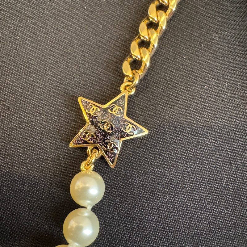 Chanel ABC676B金/珍珠紫星星項鍊-1