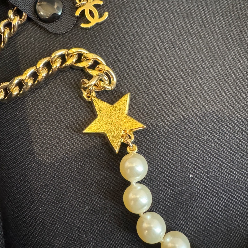 Chanel ABC676B金/珍珠紫星星項鍊-5