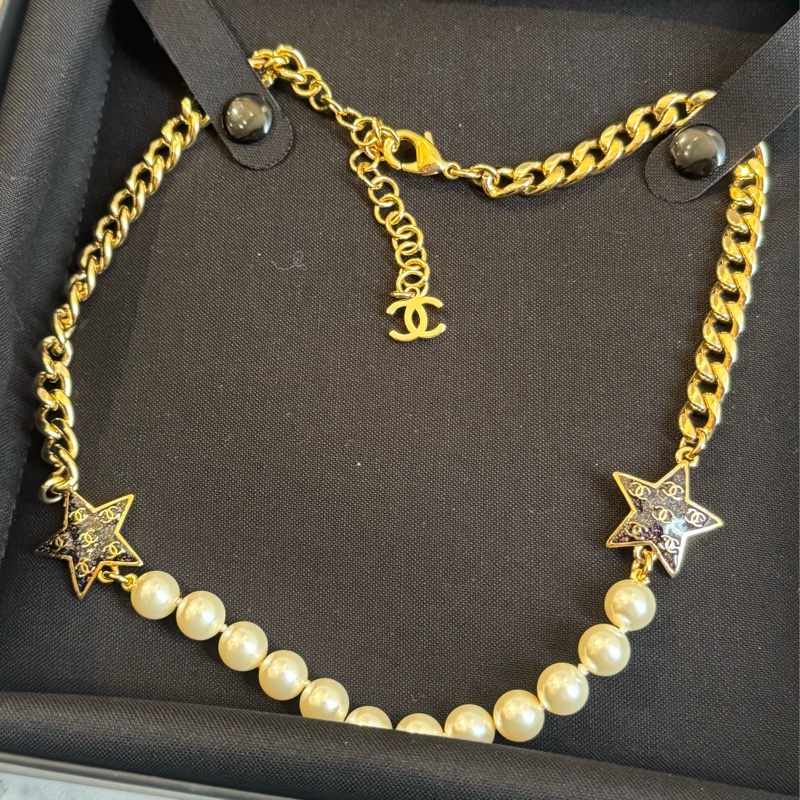 Chanel ABC676B金/珍珠紫星星項鍊-7