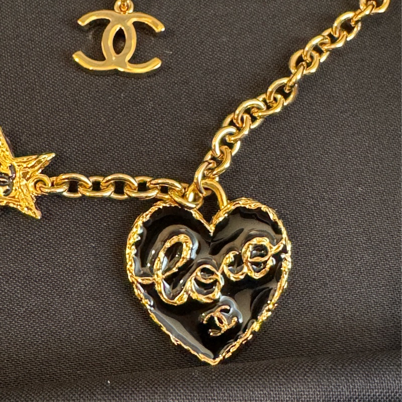Chanel ABC950金星星黑愛心coco項鍊-1