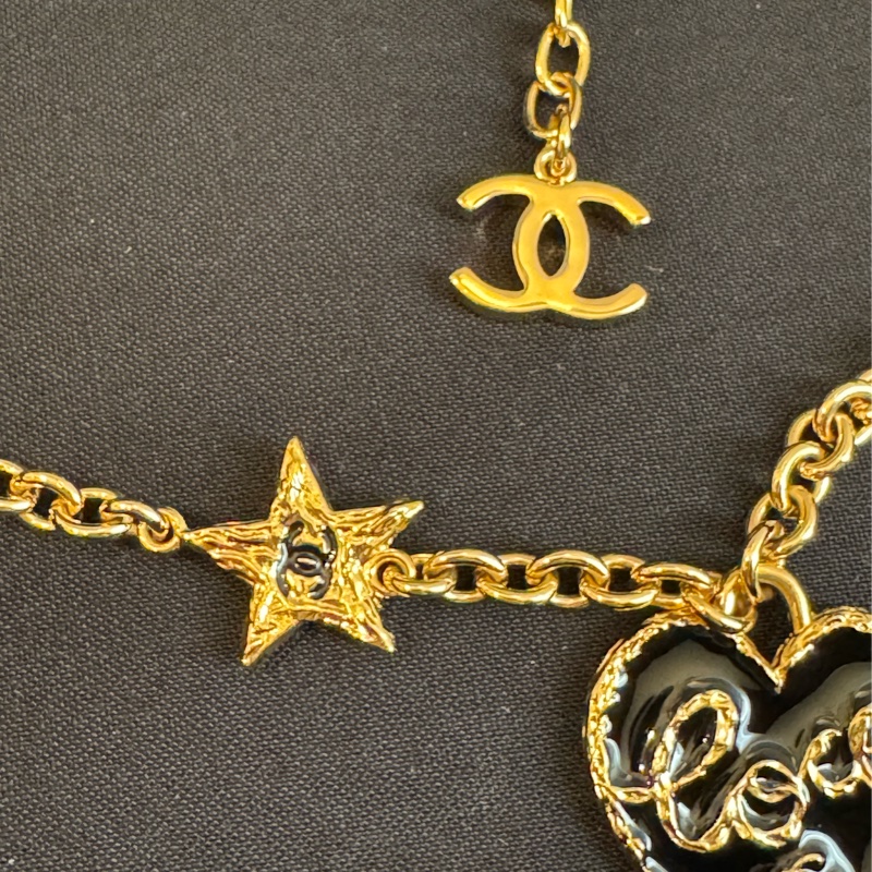 Chanel ABC950金星星黑愛心coco項鍊-2