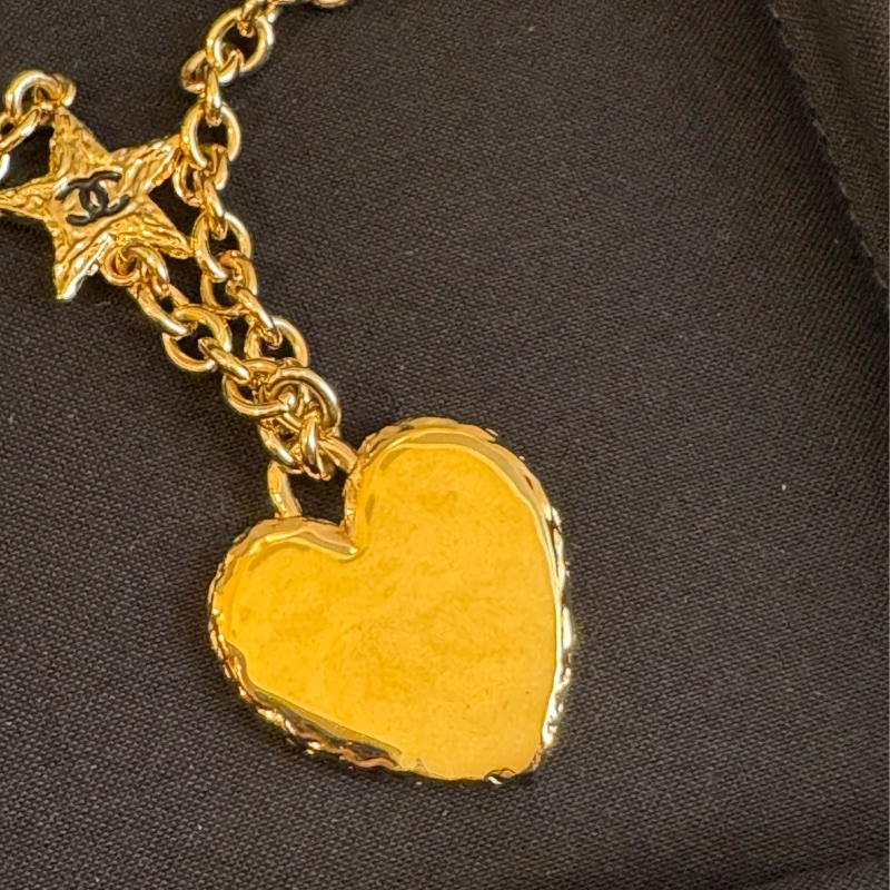 Chanel ABC950金星星黑愛心coco項鍊-5