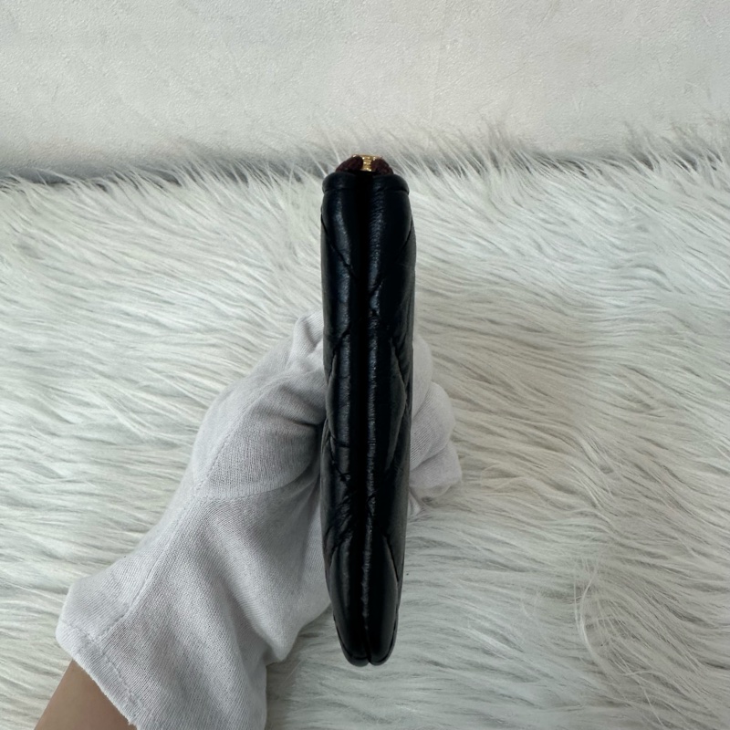 Chanel 黑皮復古金釦2.55一字零錢包-3