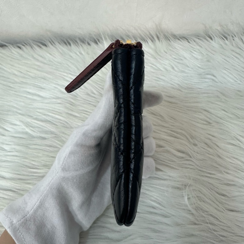 Chanel 黑皮復古金釦2.55一字零錢包-7