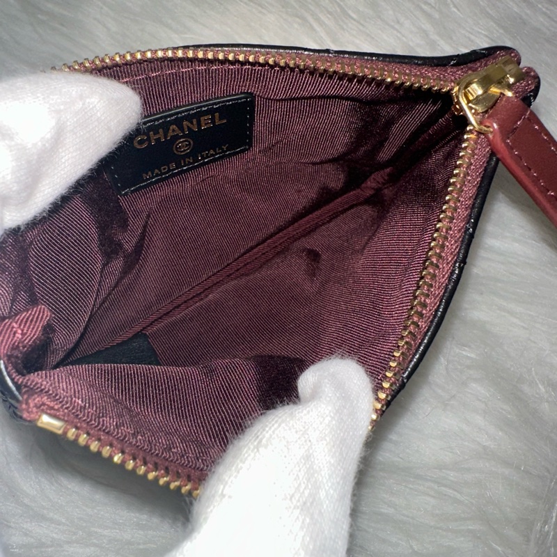 Chanel 黑皮復古金釦2.55一字零錢包-18