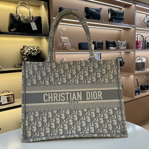 Dior迪奥 灰色老花托特包中号