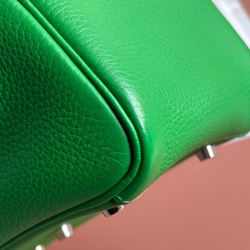🅁刻 ::HERMES::竹子綠皮革銀釦LINDY 26手提肩背包-9