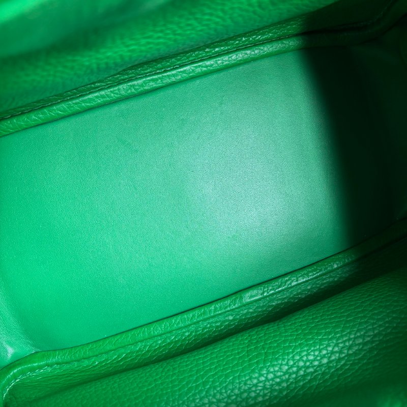 🅁刻 ::HERMES::竹子綠皮革銀釦LINDY 26手提肩背包-14