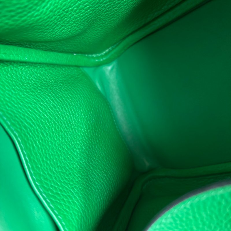 🅁刻 ::HERMES::竹子綠皮革銀釦LINDY 26手提肩背包-16