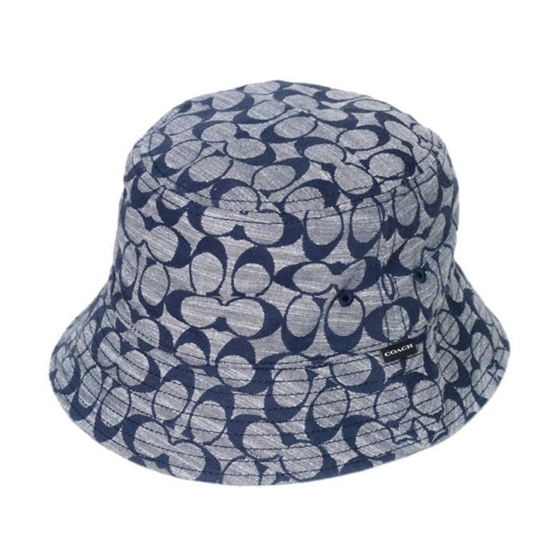 【COACH】香布蕾漁夫帽-藍灰-0